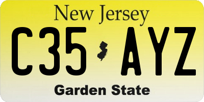 NJ license plate C35AYZ