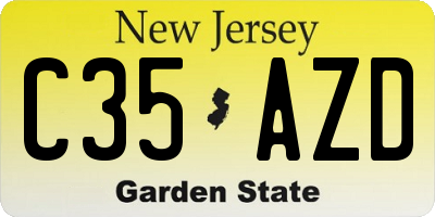 NJ license plate C35AZD