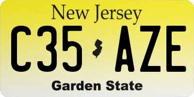 NJ license plate C35AZE