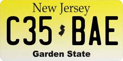 NJ license plate C35BAE