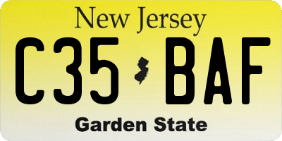 NJ license plate C35BAF