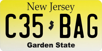 NJ license plate C35BAG