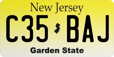 NJ license plate C35BAJ