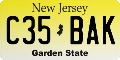 NJ license plate C35BAK
