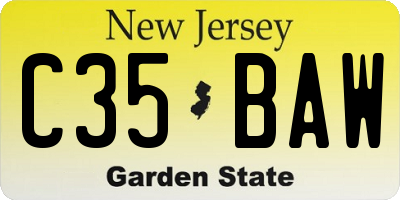 NJ license plate C35BAW