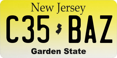 NJ license plate C35BAZ