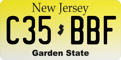 NJ license plate C35BBF