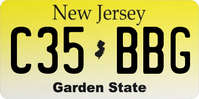 NJ license plate C35BBG