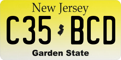 NJ license plate C35BCD