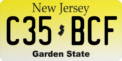 NJ license plate C35BCF