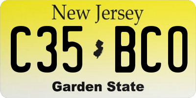 NJ license plate C35BCO