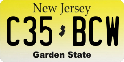 NJ license plate C35BCW