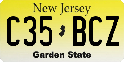NJ license plate C35BCZ