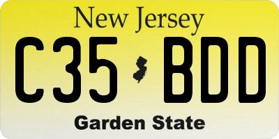 NJ license plate C35BDD