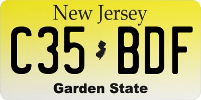 NJ license plate C35BDF