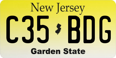 NJ license plate C35BDG