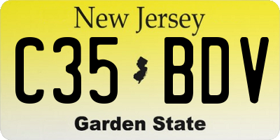 NJ license plate C35BDV