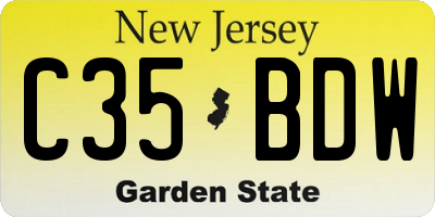 NJ license plate C35BDW