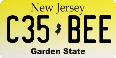 NJ license plate C35BEE