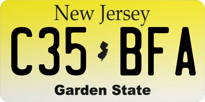 NJ license plate C35BFA