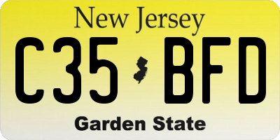 NJ license plate C35BFD