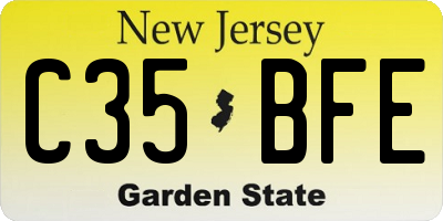 NJ license plate C35BFE