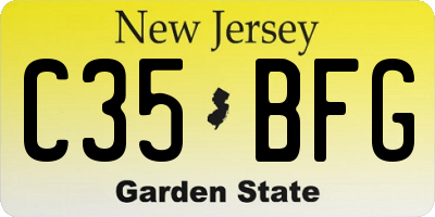 NJ license plate C35BFG
