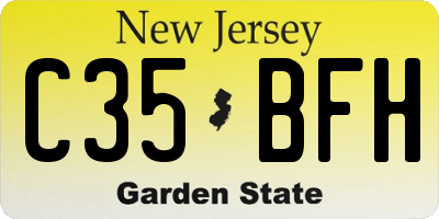 NJ license plate C35BFH