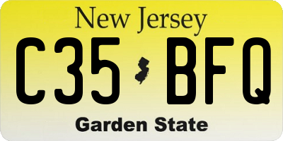 NJ license plate C35BFQ