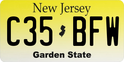 NJ license plate C35BFW