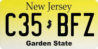 NJ license plate C35BFZ
