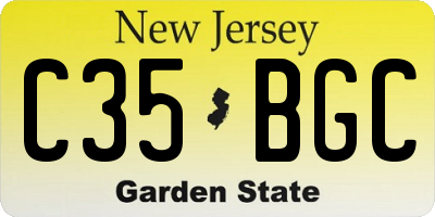 NJ license plate C35BGC