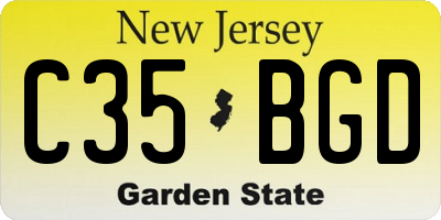 NJ license plate C35BGD
