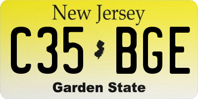 NJ license plate C35BGE