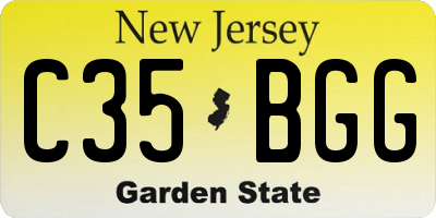 NJ license plate C35BGG