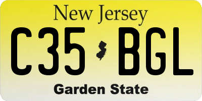 NJ license plate C35BGL