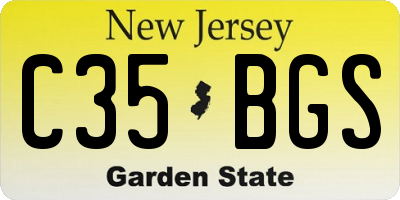 NJ license plate C35BGS