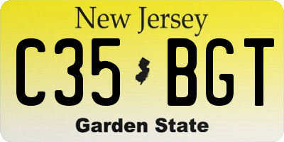 NJ license plate C35BGT