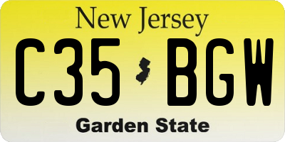 NJ license plate C35BGW