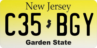 NJ license plate C35BGY