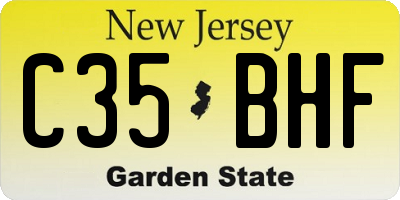 NJ license plate C35BHF
