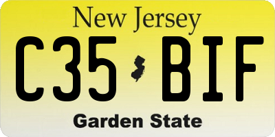 NJ license plate C35BIF