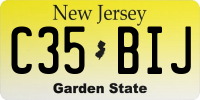 NJ license plate C35BIJ