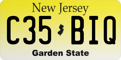NJ license plate C35BIQ