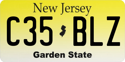 NJ license plate C35BLZ