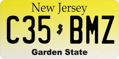NJ license plate C35BMZ