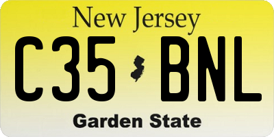 NJ license plate C35BNL