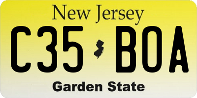 NJ license plate C35BOA