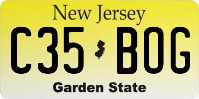 NJ license plate C35BOG