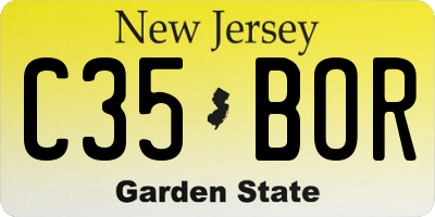 NJ license plate C35BOR